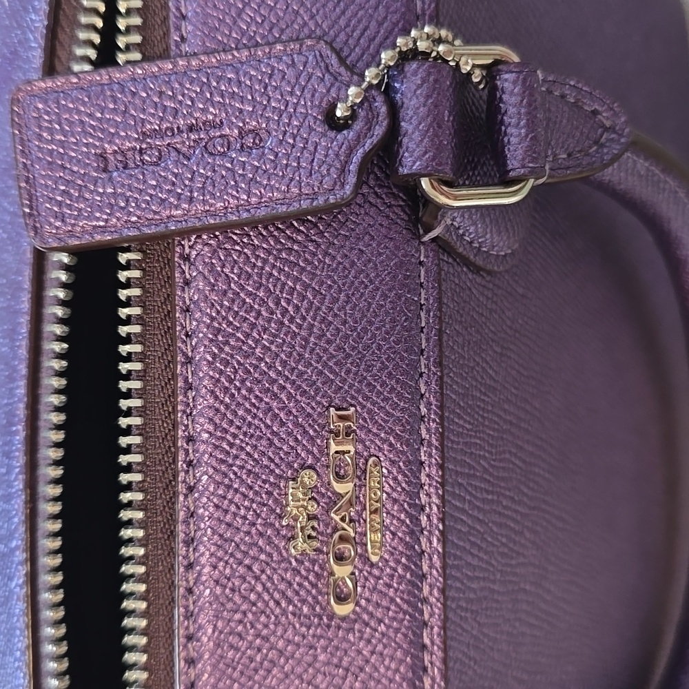 Coach Bennett Satchel Crossbody Purse Metallic Purple - Picture 4 of 12